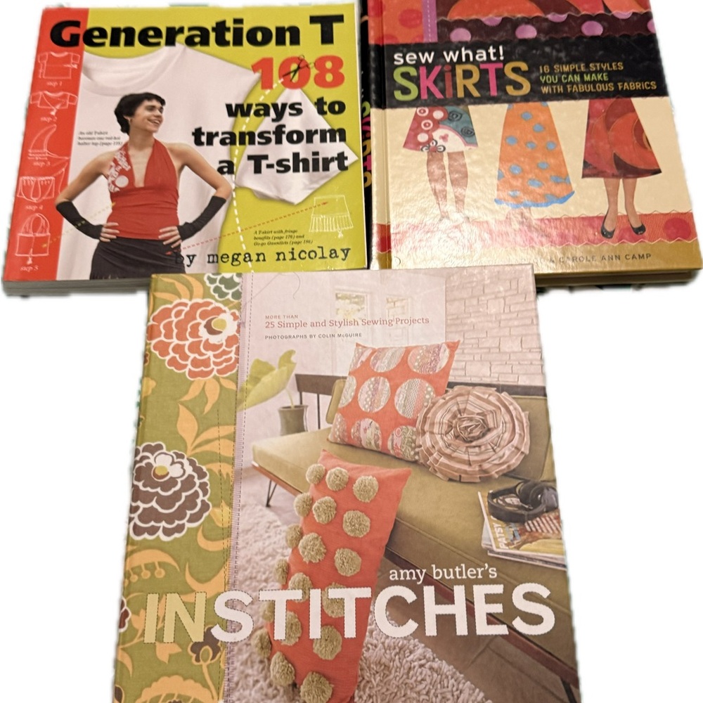 Coffee Table Book Lot of 3 Sewing Skirts T-shirt Upcycle Home Crafting Boho